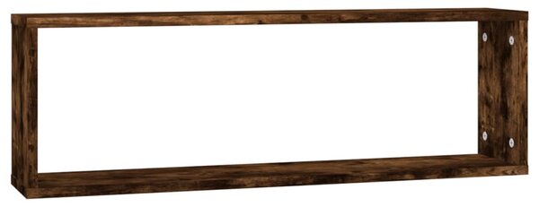 2 db füstös tölgy színű szerelt fa fali kockapolc 80x15x26,5 cm
