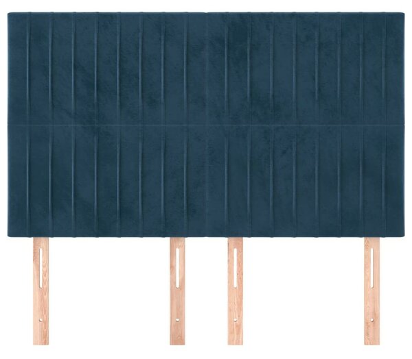 VidaXL Bársony Fejtámla - Sötétkék - 4 db - 144x5x118/128cm