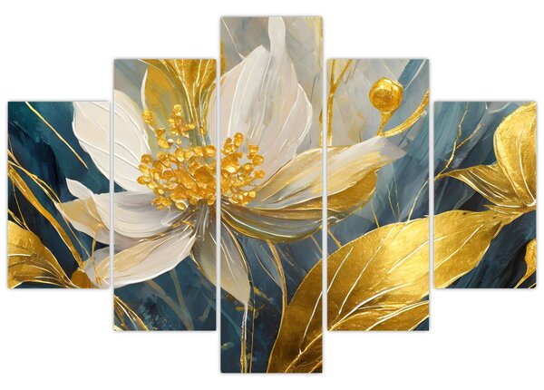 Kép - Festmény arany virágok (150x105 cm)