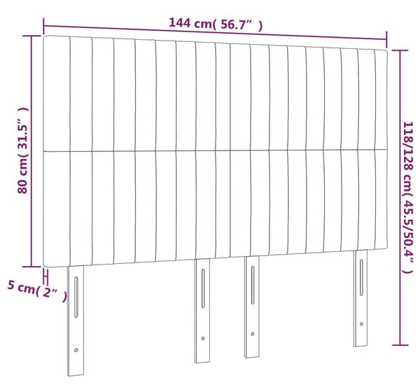 VidaXL Bársony Fejtámla - Sötétkék - 4 db - 144x5x118/128cm