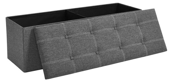 SONGMICS összecsukható tároló ülőpad 110 x 38 x 38 cm műlen sötétszürke