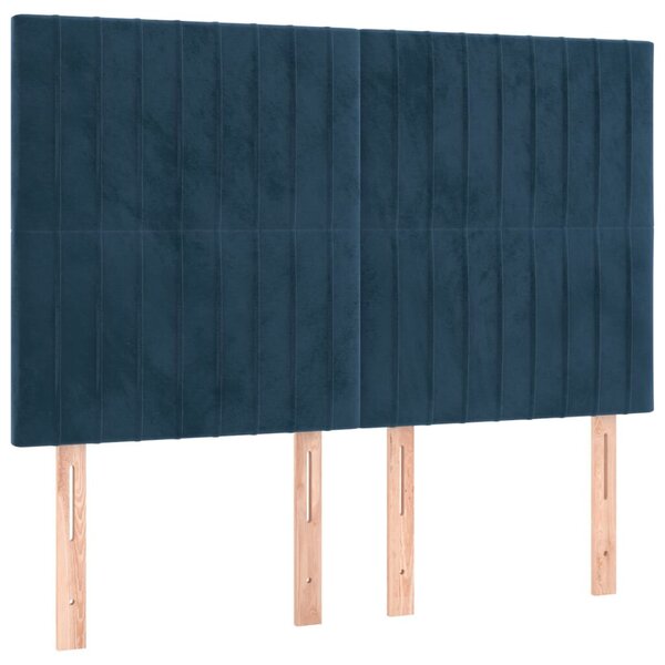 VidaXL Bársony Fejtámla - Sötétkék - 4 db - 144x5x118/128cm