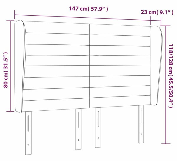 VidaXL Krémszínű Fejtámla Szárnyakkal - 147x23x118/128cm