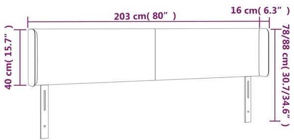VidaXL LED-es Fejtámla - Bársony - Fekete - 203cm