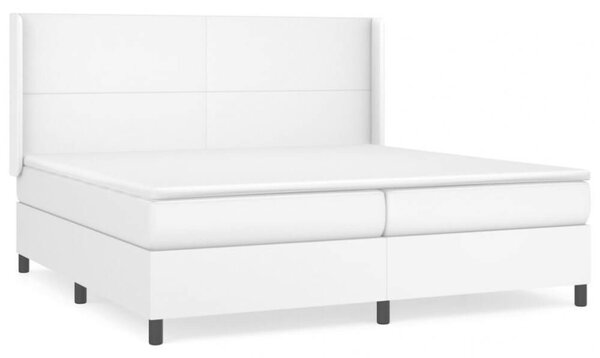 VidaXL Fehér Műbőr Ágy Matraccal - 200x200 cm