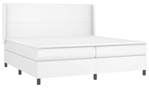 VidaXL Fehér Műbőr Ágy Matraccal - 200x200 cm