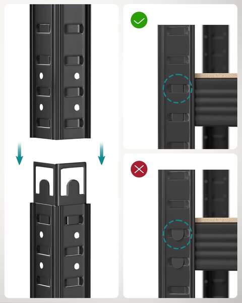SONGMICS 5-szintes nehéz teherbírású tároló polcrendszer 2 db-os szett acél MDF fekete