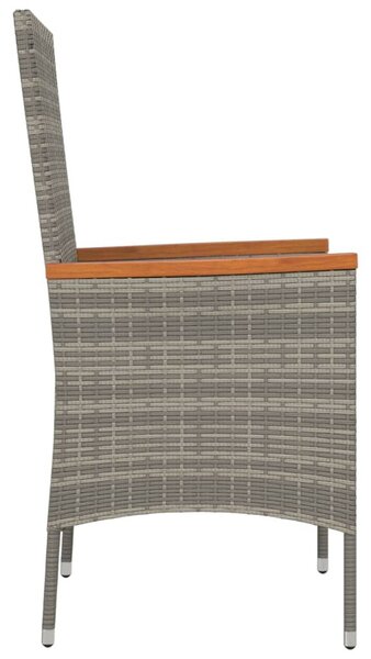 2 db szürke polyrattan kerti szék párnával