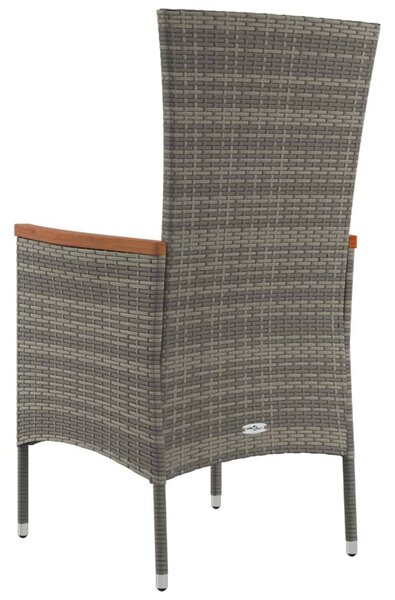 2 db szürke polyrattan kerti szék párnával