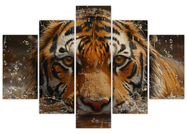 Kép - Portré egy tigris a vízben (150x105 cm)