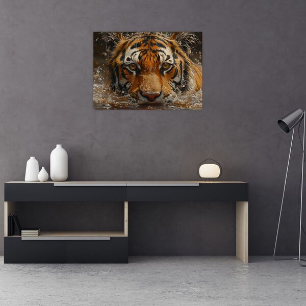 Kép - Portré egy tigris a vízben (70x50 cm)