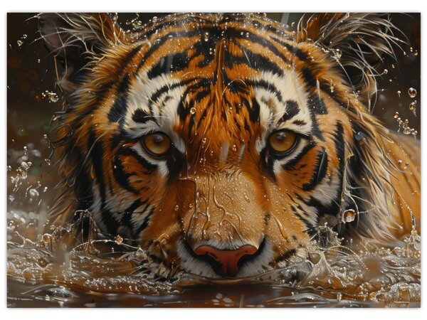 Kép - Portré egy tigris a vízben (70x50 cm)