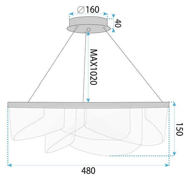 Mennyezeti lámpa LED G138-CP 50cm Gold