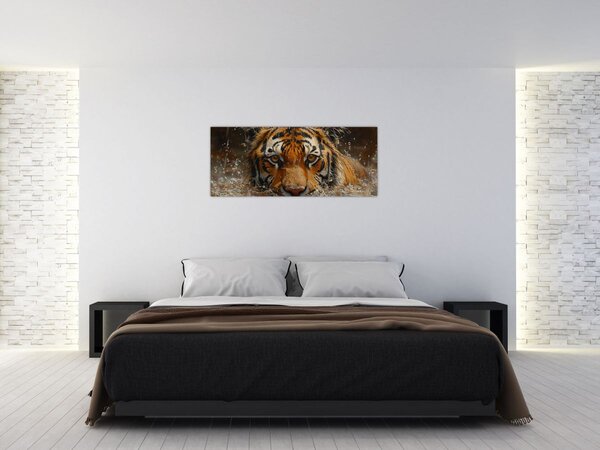 Kép - Portré egy tigris a vízben (120x50 cm)