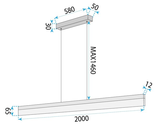 Mennyezeti lámpa LED APP1697-CP 200 cm Brush Gold
