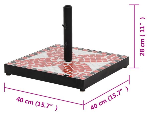 Terrakotta és fehér négyzet alakú napernyő talp 12 kg