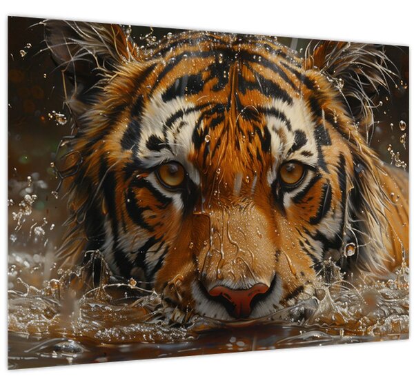 Kép - Portré egy tigris a vízben (70x50 cm)