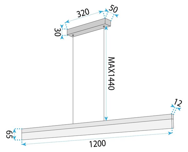 Mennyezeti lámpa LED APP1694-CP 120 cm Brush Gold