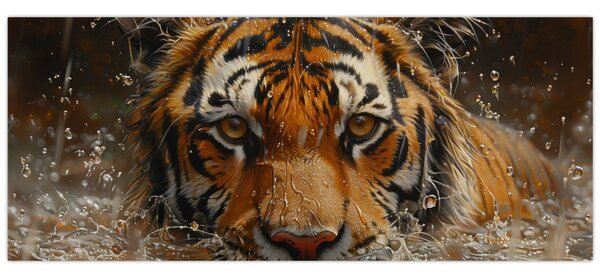 Kép - Portré egy tigris a vízben (120x50 cm)
