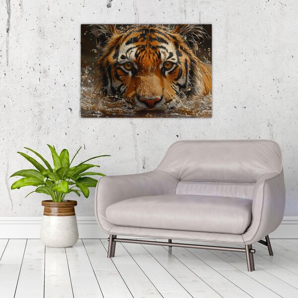 Kép - Portré egy tigris a vízben (70x50 cm)