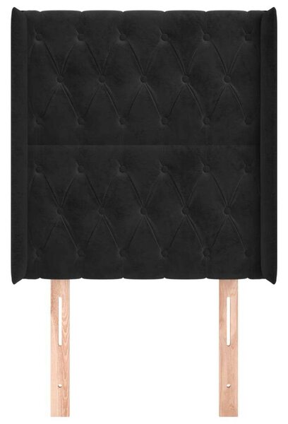 VidaXL Fekete Bársony Ágyfejtámla Szárnyakkal - 83x16x118/128 cm