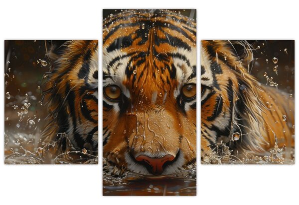 Kép - Portré egy tigris a vízben (90x60 cm)