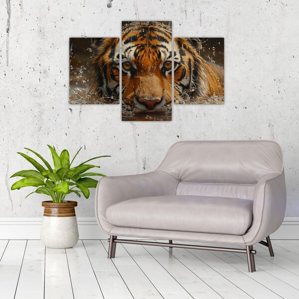 Kép - Portré egy tigris a vízben (90x60 cm)