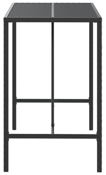 Fekete polyrattan üveglapos bárasztal 110 x 70 x 110 cm