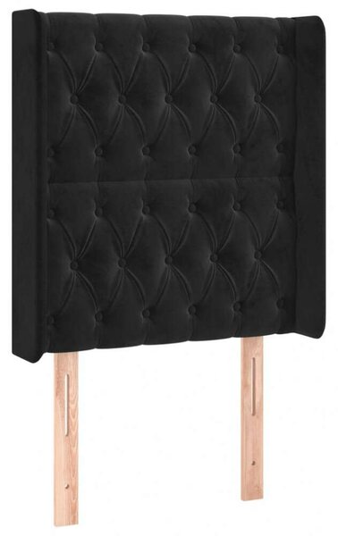 VidaXL Fekete Bársony Ágyfejtámla Szárnyakkal - 83x16x118/128 cm