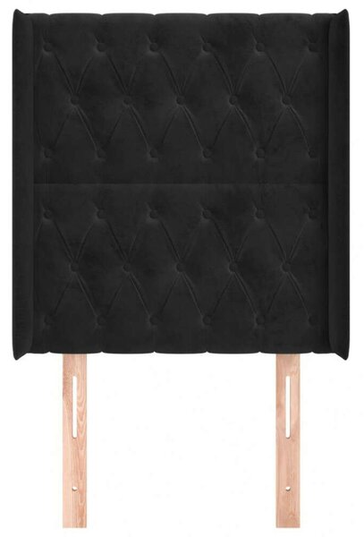 VidaXL Fekete Bársony Ágyfejtámla Szárnyakkal - 83x16x118/128 cm