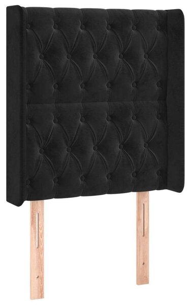 VidaXL Fekete Bársony Ágyfejtámla Szárnyakkal - 83x16x118/128 cm