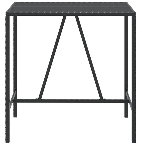Fekete polyrattan üveglapos bárasztal 110 x 70 x 110 cm