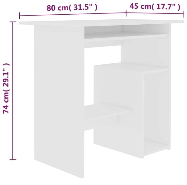 VidaXL Íróasztal - Fehér - 80x45x74 cm