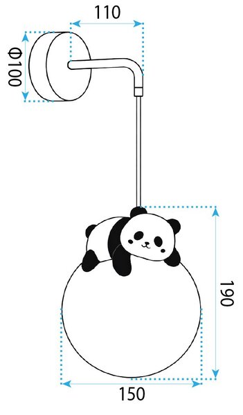 FALI LÁMPA FALI KAR PANDA G163-1W