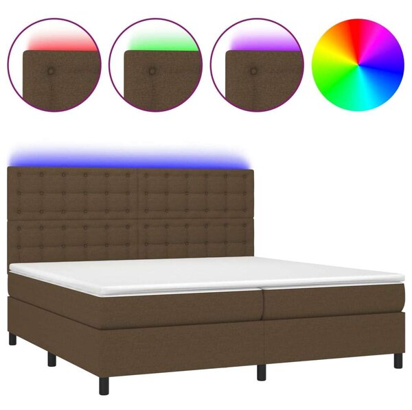 VidaXL Ágy - 200x200 cm Rugós Matrac, LED