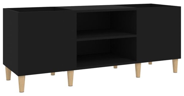 Fekete szerelt fa hanglemezszekrény 121x38x48 cm