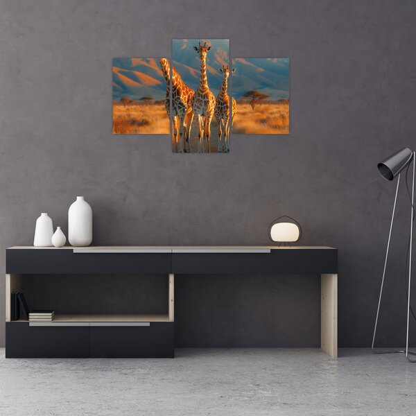 Kép - Zsiráfok a legelőn (90x60 cm)