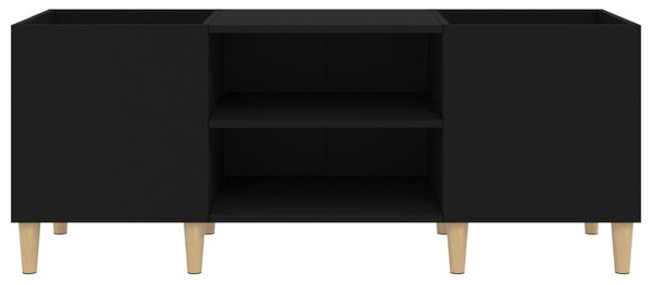Fekete szerelt fa hanglemezszekrény 121x38x48 cm
