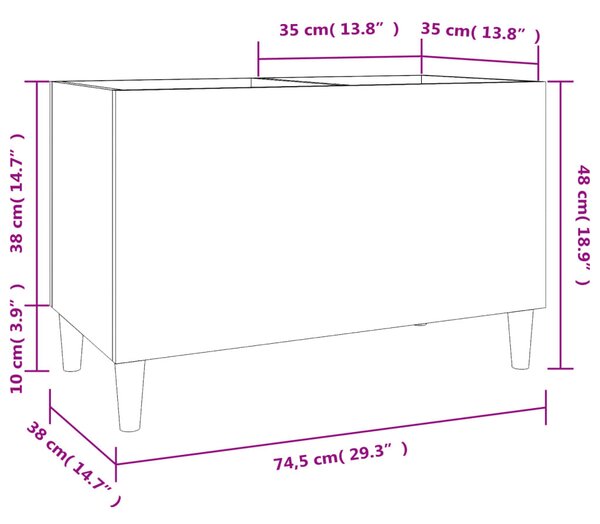 Barna tölgyszínű szerelt fa hanglemezszekrény 74,5x38x48 cm