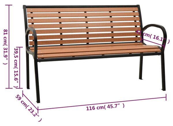 VidaXL fekete és barna acél és WPC kerti pad 116 cm