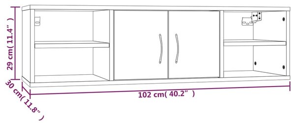 Füstös tölgy színű szerelt fa fali polc 102x30x29 cm
