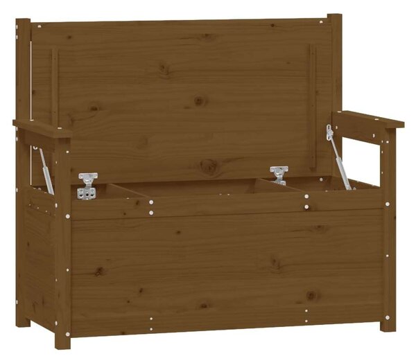 VidaXL Fenyőfa Pad Tárolóval - Mézbarna - 112,5x51,5x96,5 cm