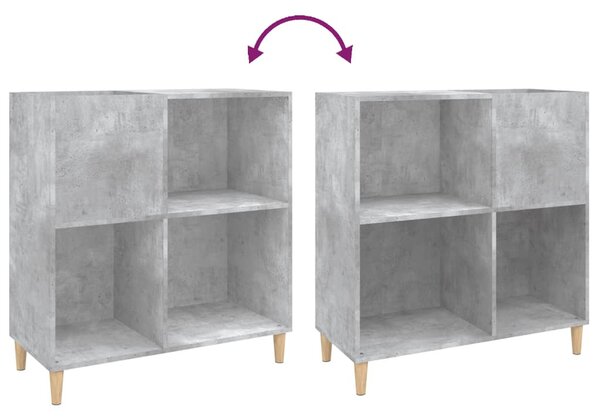 Betonszürke szerelt fa hanglemezszekrény 84,5 x 38 x 89 cm