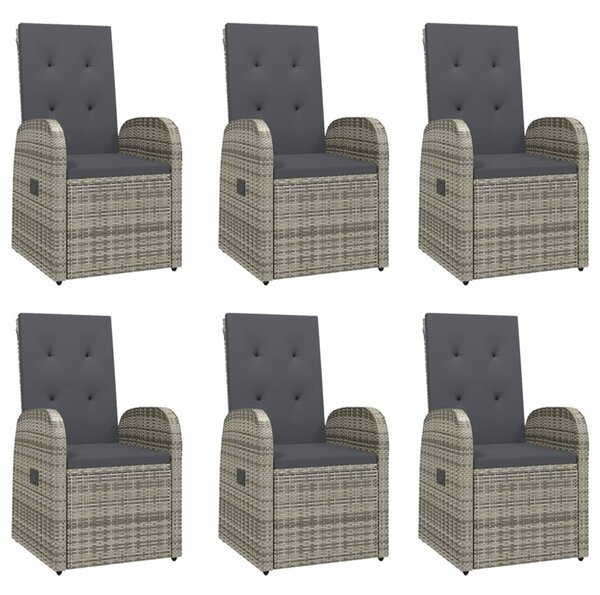 7 részes szürke polyrattan kerti étkezőgarnitúra párnával