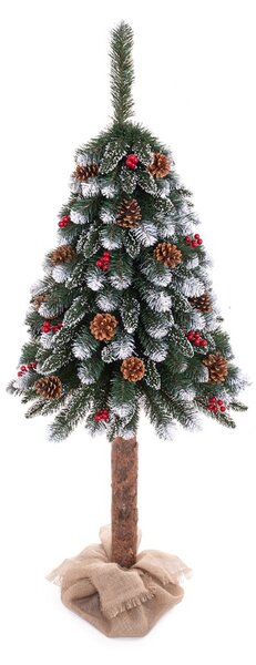 Műfenyő hóhatású ágvégekkel és berkenyebogyós díszítéssel, 150cm