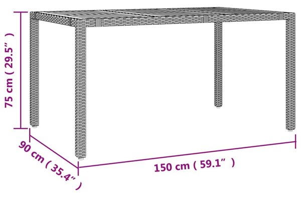 5 részes szürke polyrattan kerti étkezőgarnitúra párnával