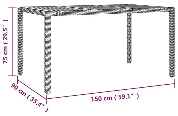 5 részes szürke polyrattan kerti étkezőgarnitúra párnával