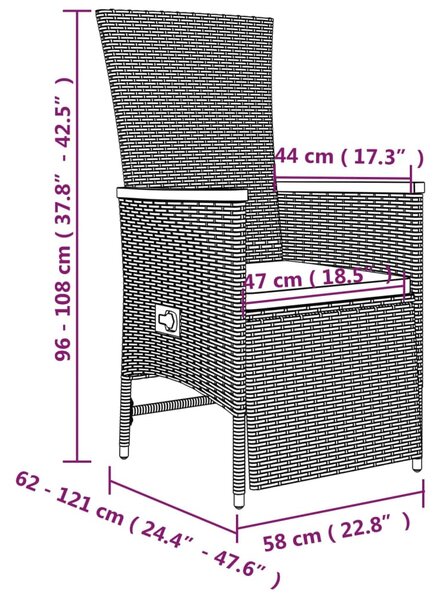 5 részes szürke polyrattan kerti étkezőgarnitúra párnával
