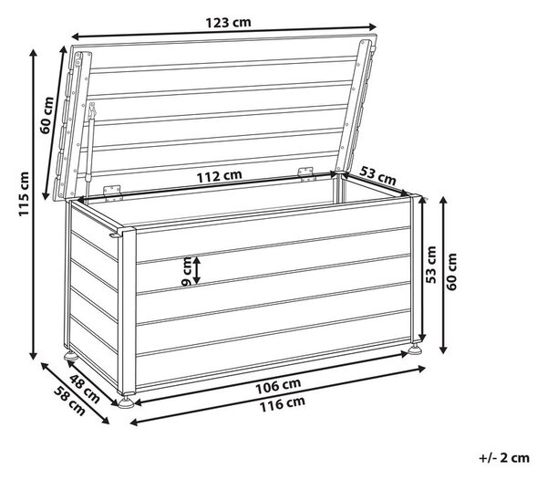 Párnatartó láda CAMPALTO 123 cm 60 cm Sötétszürke