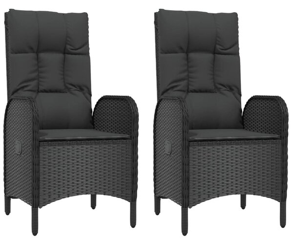 3 részes fekete polyrattan kerti étkezőgarnitúra párnákkal